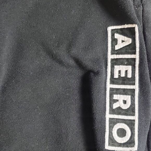 Aeropostale Men's Black Fleece Jogger Sweatpants Size L Drawstring Waist AERO Lo - Picture 4 of 6